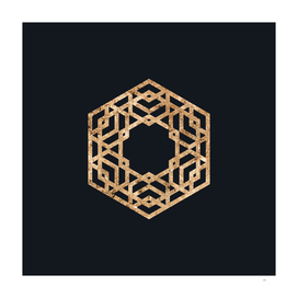 Gold Geometric Glyph on Teal SQUARE - 450