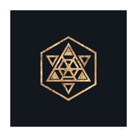 Gold Geometric Glyph on Teal SQUARE - 455