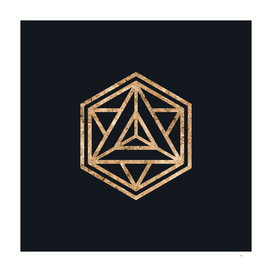 Gold Geometric Glyph on Teal SQUARE - 462
