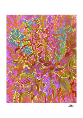 Northern Wildflowers Floral Painting Colorful Psychedelic