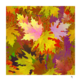 autumn leaves, multicolored, maple, seamless pattern