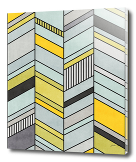 Colorful Concrete Chevron Pattern - Yellow, Blue, Grey