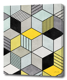 Colorful Concrete Cubes 2 - Yellow, Blue, Grey