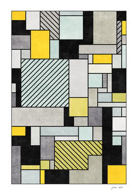 Random Concrete Pattern - Yellow, Blue, Grey