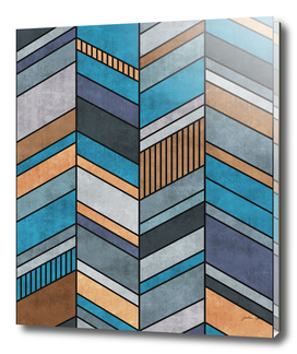 Colorful Concrete Chevron Pattern - Blue, Grey, Brown