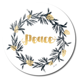 Peace, festive wreath, holiday decor