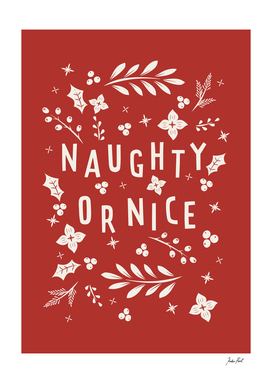 Naught or Nice, Christmas illustration, Holiday print