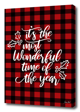 Wonderful time of the year, gingham, red and black pattern