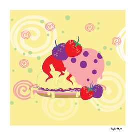 Bright Strawberries And Ice Cream Art