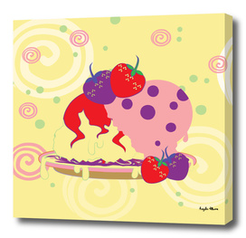 Bright Strawberries And Ice Cream Art
