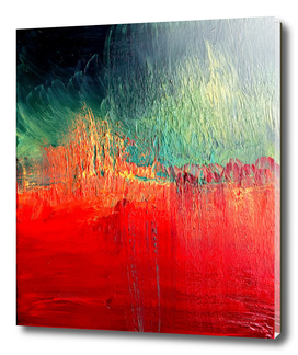 Red and Green Abstract, Oil on Canvas