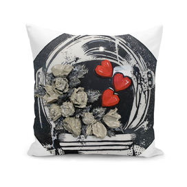 Astronaut Helmet with Flowers & Red Hearts