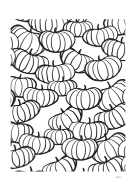 Black and White Pumpkin Fall Pattern CLOSE-UP Nº4