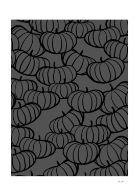 Black and Grey Pumpkin Fall Pattern CLOSE-UP Nº5