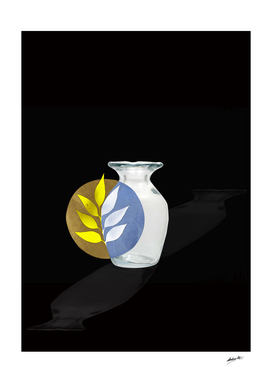White vase with yellow leafs
