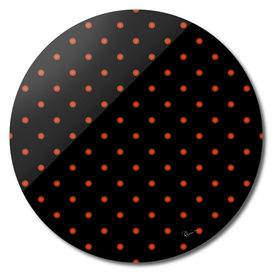 Halloween Orange Polka-dots on Black  Velvet