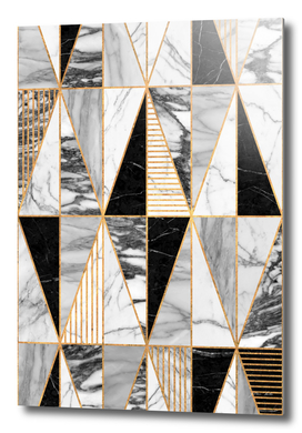 Marble Triangles - Black and White