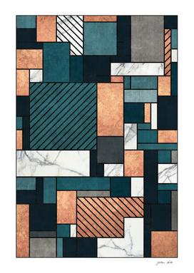 Random Pattern - Copper, Marble, and Blue Concrete