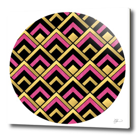Black, Gold and Pink Deco Inspired Circle