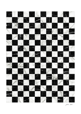 Marble Checkerboard Pattern - Black and White