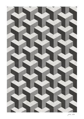 Interlocking Cubes Pattern - Shades of Grey
