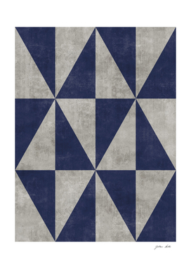Geometric Triangle Pattern - Grey, Blue