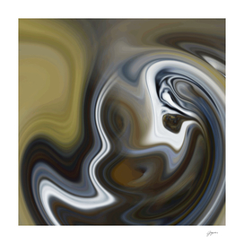 Liquid Steel - gold white blue abstract swirl wall art