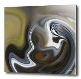 Liquid Steel - gold white blue abstract swirl wall art