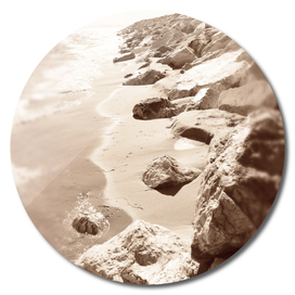Minimalism beige monochrome beach rocks