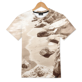 Minimalism beige monochrome beach rocks