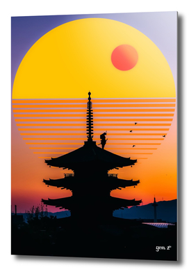 Samurai And graphic Sunset