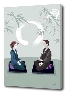 Couple Meditating with Enso