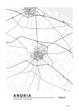 Andria Italy City Map White