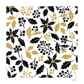Black and gold leaves and flowers