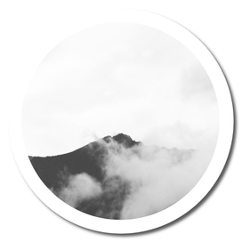 Winter foggy mountain black and white modern circle