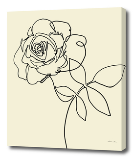 Rose floral plant one line art