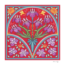 Iris and Roses - Art Nouveau Design
