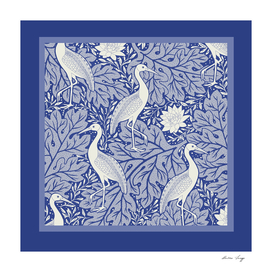 Blue Heron on Leaves
