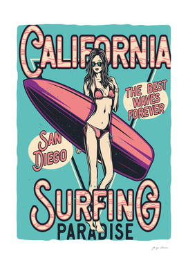 California Surfing Girl