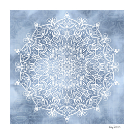 Blossoming Heart Mandala in Gray Blue