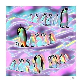 penguins, emperor penguins, watercolor, girls' textiles,