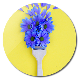 paintbrush with spring flowers copy space