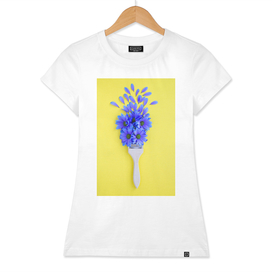 paintbrush with spring flowers copy space