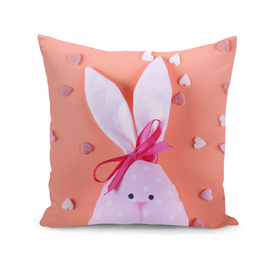 pink hare background with hearts happy easter greetin