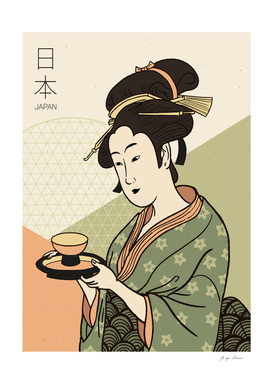 Japanese Kimono Woman Tea