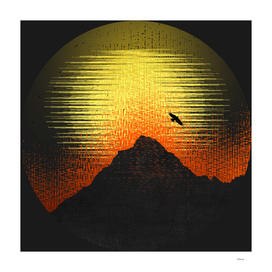 mountain sunset illustration