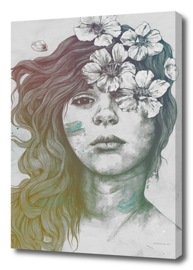 Softly Spoken Agony rainbow | flower girl pencil portrait