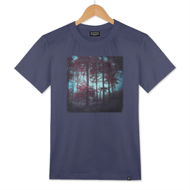 Fantasy Forest - Moody Forest in Red and Blue