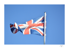 The flag of Great Britain flies in the wind against