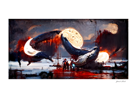 Whales on a blood moon